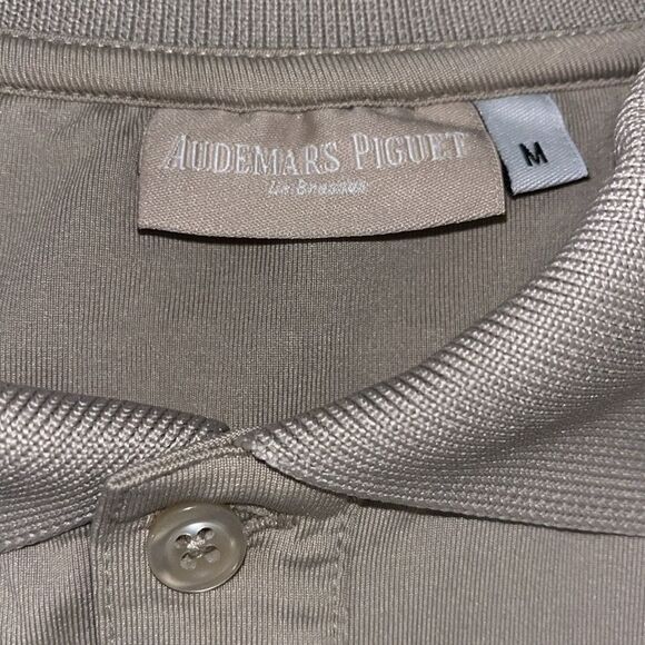 Audemars Piguet AP Short Sleeve Golf Tour Polo Shirt M  Beige Taupe Poly Blend - Picture 5 of 9